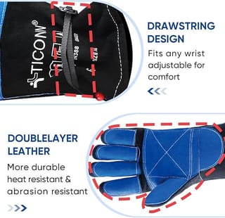 Heat Resistant Fireproof Leather Gloves - 16" image 3